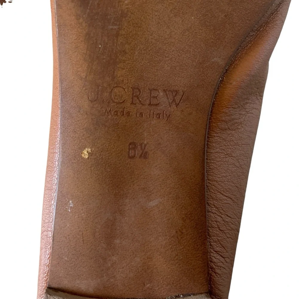 J.crew Nora leather cap toe ballet flat with chain pink & brown Sz 6.5 Italian